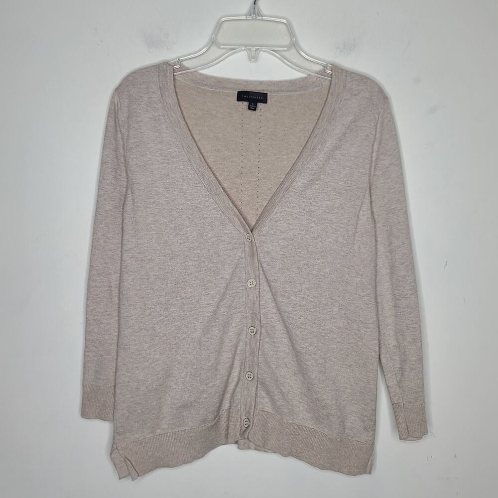 The Limited tan cotton blend long sleeve v-neck cardigan sweater - small
